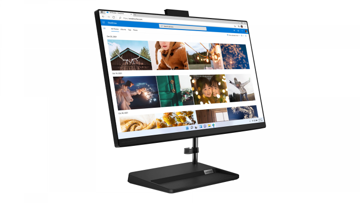 Komputer AiO Lenovo IdeaCentre 3 27IAP7 W11H czarny - widok frontu lewej strony